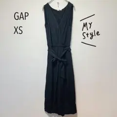 GAP オールインワン 黒 XS ウエストリボン ワイドパンツ ノースリーブのサムネイル