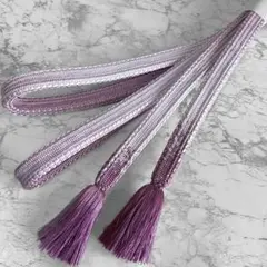 絹 帯締め☆平組 藤色（紫）×薄藤色（薄紫）グラデーション 組紐