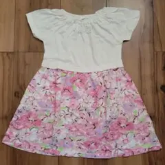 女の子　ピンク　花柄　 半袖ワンピース　キッズ　ベビー