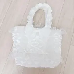 ハンドメイド トートバッグ 白