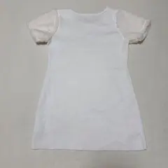 オフホワイト　ファー付き　半袖　ニットワンピース　ミニ