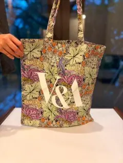 V&A トートバッグ 花柄 ライトブルー - メルカリ