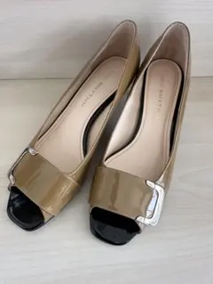 ネオリズム エナメルレザー オープントゥ パンプス 25cm サンダル 美品