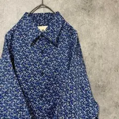 90s vintage 半袖　柄シャツ　シルク　メンズ L　古着　個性派