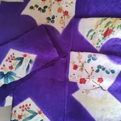 正絹着物ハギレ、紫　NO.785