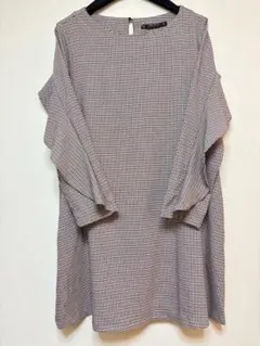 ZARA チェック柄 フリル チュニックワンピース