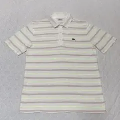 ラコステ ポロシャツ メンズ 白 ホワイトストライプ 半袖 よこしま