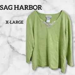 SAG HARBOR ライトグリーン ニット X-LARGE