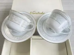 Noritake White Scapes ピンクベージュ＆ブルー　2客