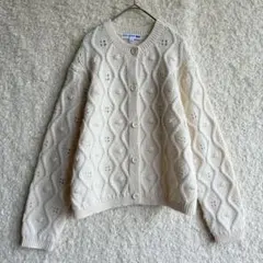 ユニクロ イネス カーディガン M 透かし編み アイボリー