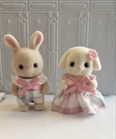 シルバニアファミリー＊赤ちゃんドレスロンパースセット　ダスティピンクチェック柄