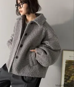 クラシカルエルフ　ショート丈アウター　ボアコート　グレー　Mサイズ