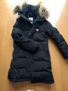 DANTON フード付きブラックロングダウンジャケット 36