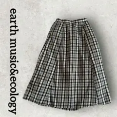 earth music&ecology チェック柄フレアスカート (F)ブラック