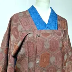 和装コート 道行 羽織 正絹 ボルドー グレー