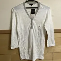 UNIQLOリンガーヘンリーネックTスリムフィットVネック 七分袖カットソー L