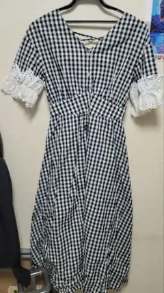 スリーブコットンシャツワンピース ギンガムチェック