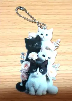 猫のイラスト アクリルキーホルダー ボールチェーン付き