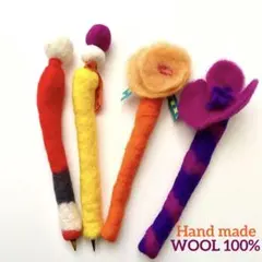 ハンドメイド 羊毛フェルト ボールペンカバー 4点セットのサムネイル