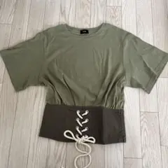 NINE コルセットTシャツ　カーキのサムネイル