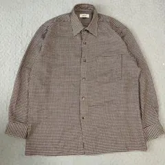 長袖シャツ　レトロ　ギンガムチェック　ゆったり　シルエット 古着　メンズ　M