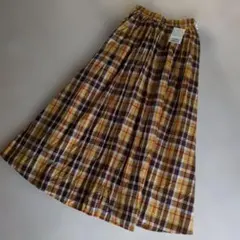 未使用2680円Honeysチェック柄 イエローフレアスカート Sサイズのサムネイル