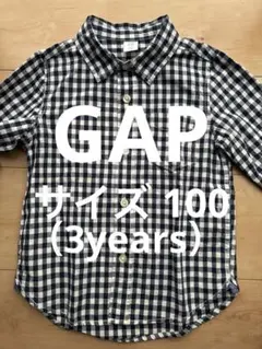 【美品】 babyGAP 100 ギンガムチェックシャツ ネイビー