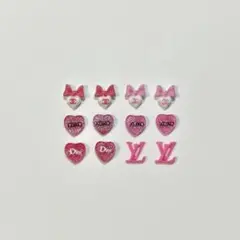 ネイルパーツ　ロゴ　レッド　ピンク