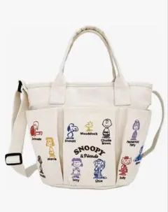 ルートートスヌーピー 刺繍 ショルダー付 小さめ トートバッグ IP