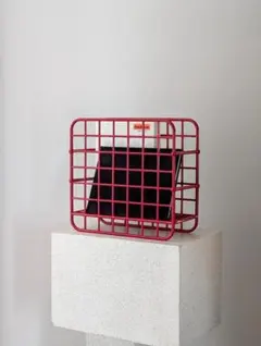 80s USA ビンテージ プラスチック マガジンラック バスケット 赤 ポップ