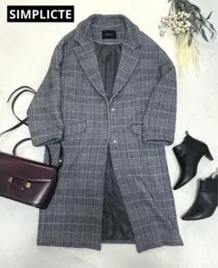 最終価格　シンプリシテェ　チェックコート　チェスターコート