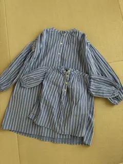 après les cours青白ストライプ 長袖シャツ 80 140セット
