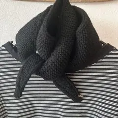 ニットスカーフ　ソフィースカーフ　毛糸　マフラー　手編み　ブラック