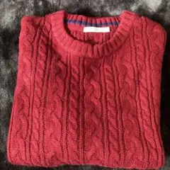 BROWNY STANDARD 赤いケーブル編み長袖セーター