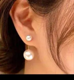 ダブルパールピアス 可愛い 揺れるピアス パールアクセサリー レディースピアス