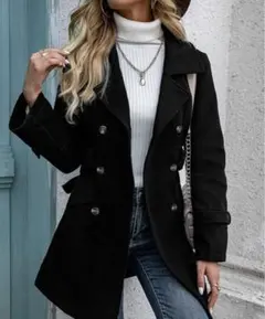 ブラック ダブルブレスト コート