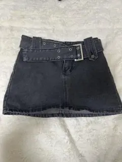 韓国ダークグレー タイトスカート ベルト付き