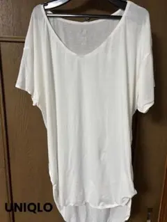 ユニクロUNIQLO　エアリズム グレー Vネック Tシャツ ルーズフィット　M