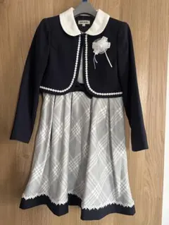 ジャケット付きフォーマルドレス ネイビー/グレー