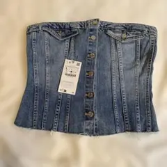 ZARA デニム ベアトップ L