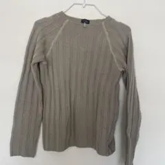 Armani Jeans レディース　ベージュ リブ編み 長袖ニット セーターのサムネイル