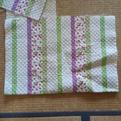 キルティング生地　 ストライプ 花柄　　ハンドメイド