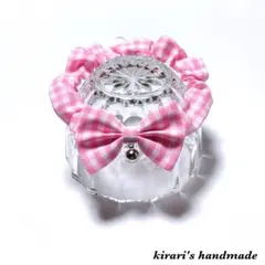 No.106 猫の首輪(ギンガムピンク)サイズ調整可能