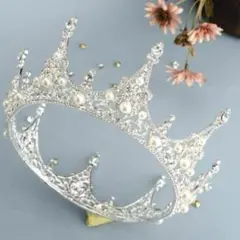 クラウンティアラ シルバーパール ラインストーン