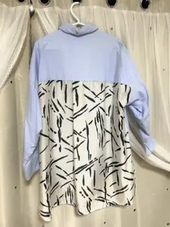 水色アシンメトリック長袖シャツ ZARA 柄シャツ