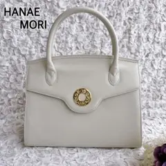美品✨ ハナエモリ 森英恵 ハンドバッグ ブラウン 円筒型 ゴールド金具 