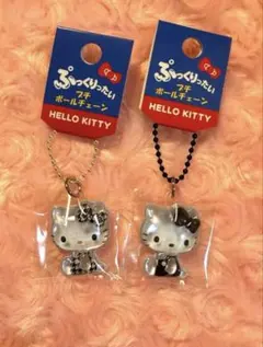 ぷっくりったいプチボールチェーン ハローキティ 千鳥柄 モノクロ