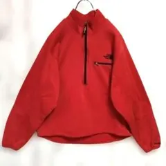 ノースフェイス　ハーフジップスウェット　L 　赤 フリースジャケット　ゆるタボ