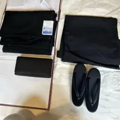 夏冬喪服着物 弔事用 草履バッグ 草履付き 紋付き 未使用しつけ付 4点セット