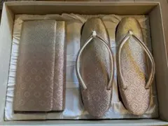 ゴールド草履セット 幾何学模様 収納ケース付き